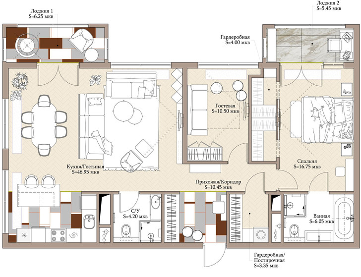Сила контраста: строгая мужская квартира 112 м&sup2;