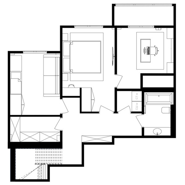 Двухуровневая монохромная квартира 115 м² в Минске