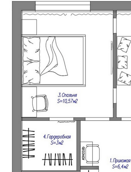 Как разместить гардеробную в спальне: 8 идей с планировками от дизайнеров