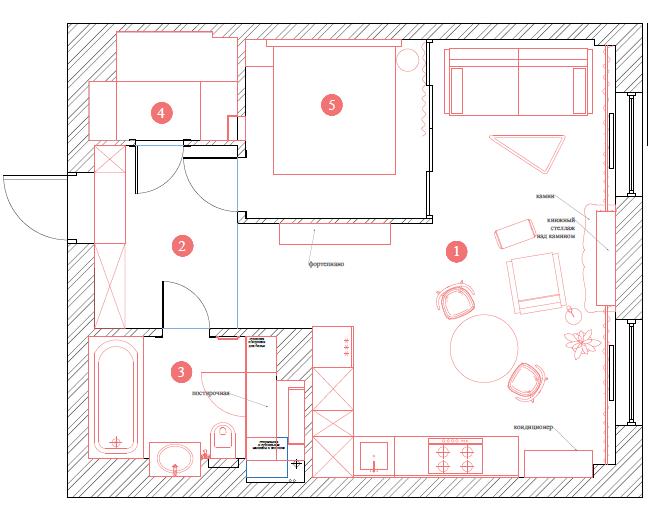Квартира 48,4 м² в парижском стиле на берегу Невы