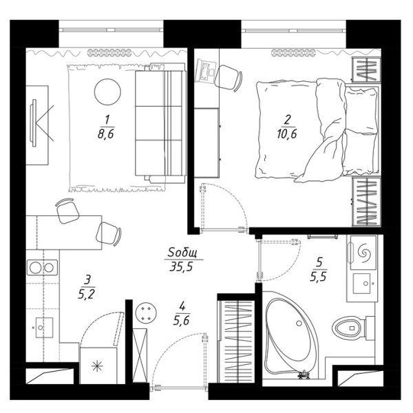 Квартира как инвестиция 35,5 м² в Москве