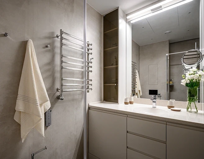 Полка в ванную комнату: виды, варианты размещения и 72 стильных фото в интерьере