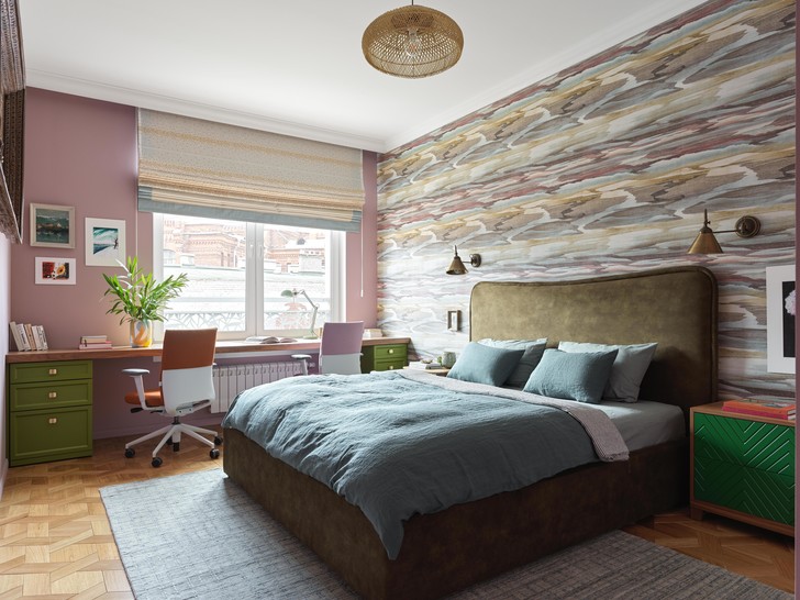 Квартира 56 м² с разноцветными витражами в Петербурге