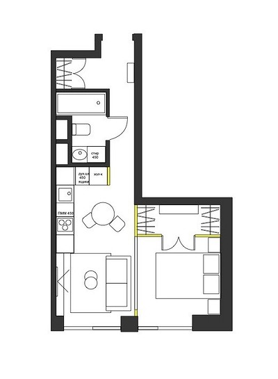Маленькая уютная квартира 30 кв. м, где сочетаются современность и винтаж