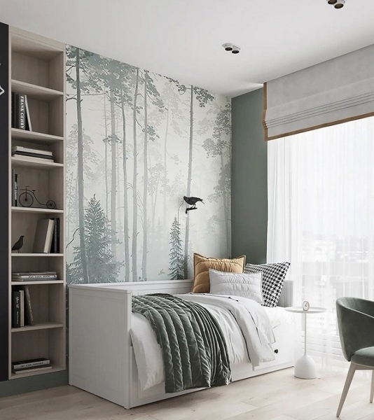 Обои зеленого цвета: стильные оттенки, актуальные принты, лучшие сочетания и 68 фото в интерьере