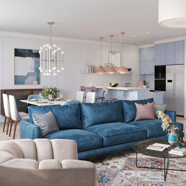 Синий диван в интерьере: советы по выбору и лучшие варианты сочетаний + 105 фото