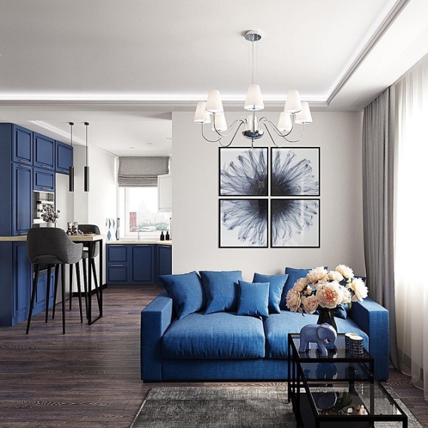 Синий диван в интерьере: советы по выбору и лучшие варианты сочетаний + 105 фото