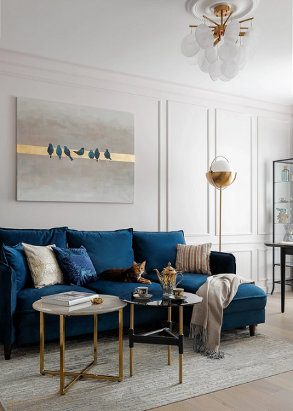 Синий диван в интерьере: советы по выбору и лучшие варианты сочетаний + 105 фото