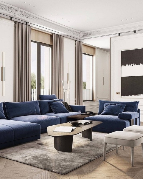 Синий диван в интерьере: советы по выбору и лучшие варианты сочетаний + 105 фото