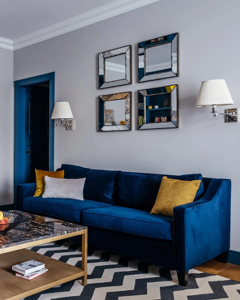 Синий диван в интерьере: советы по выбору и лучшие варианты сочетаний + 105 фото