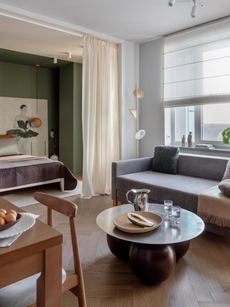 Воздушная квартира 48 м² с яркими акцентами в Минске