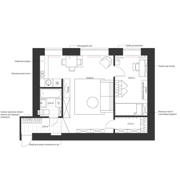 
                                Ремонт в двухкомнатной хрущевке: идеи дизайна, разбор планировок и примеры проектов (113 фото)                            