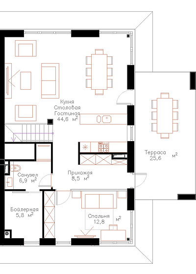 Таунхаус у Черного моря для большой семьи с четырьмя детьми