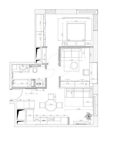 Интерьер-перевертыш: квартира 56 кв. м, которая меняет настроение днем и ночью