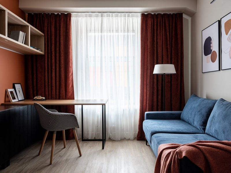 Как на 36 кв. м уместили все: маленькая квартира со спальней, кухней-гостиной и двумя гардеробными