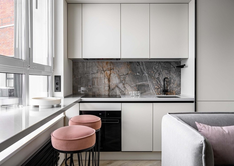 Как в однокомнатной квартире 36 кв. м выделить спальню, кухню-гостиную и гардеробную? Реальный пример интерьера