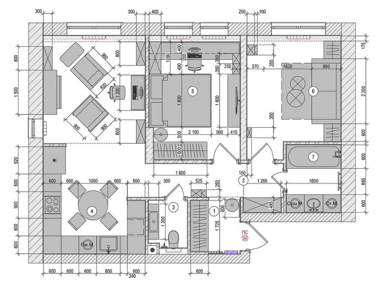 Планировка двухкомнатной квартиры: 7 готовых вариантов и примеры проектов (95 фото)