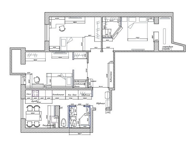 Планировка трехкомнатной квартиры: 5 примеров и варианты оформления для разных сценариев