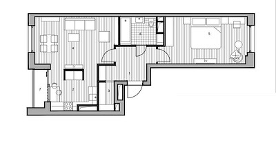 Современная классика в московской новостройке: квартира 58 кв. м для мужчины