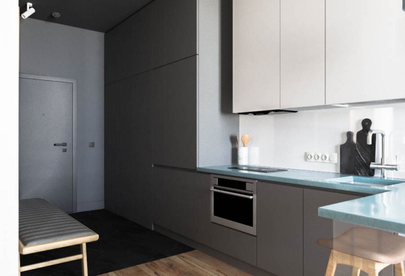 Кухня в коридоре: плюсы и минусы, особенности согласования и 4 варианта планировки (62 фото)