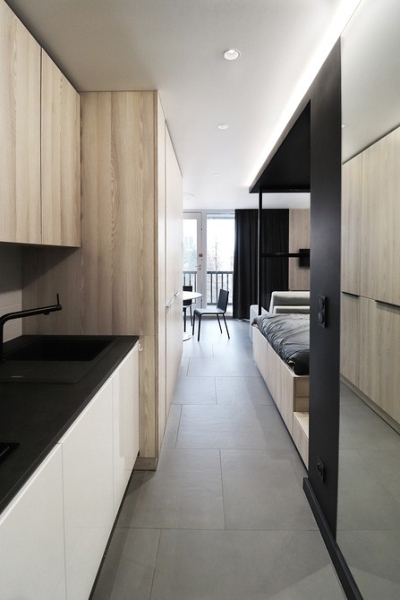 Кухня в коридоре: плюсы и минусы, особенности согласования и 4 варианта планировки (62 фото)