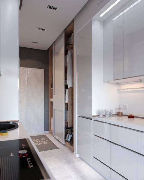 Кухня в коридоре: плюсы и минусы, особенности согласования и 4 варианта планировки (62 фото)