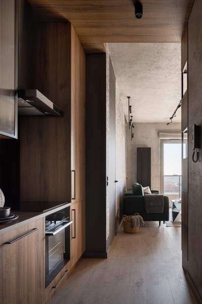 Кухня в коридоре: плюсы и минусы, особенности согласования и 4 варианта планировки (62 фото)