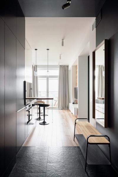 Кухня в коридоре: плюсы и минусы, особенности согласования и 4 варианта планировки (62 фото)