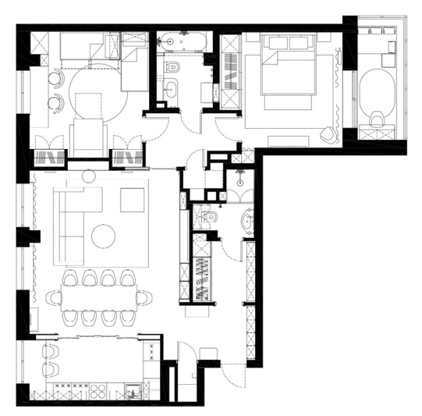 Квартира 105 м² в бирюзовых тонах в Москве