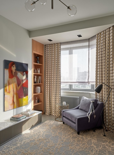 Квартира в серых тонах с яркими акцентами 54 м²