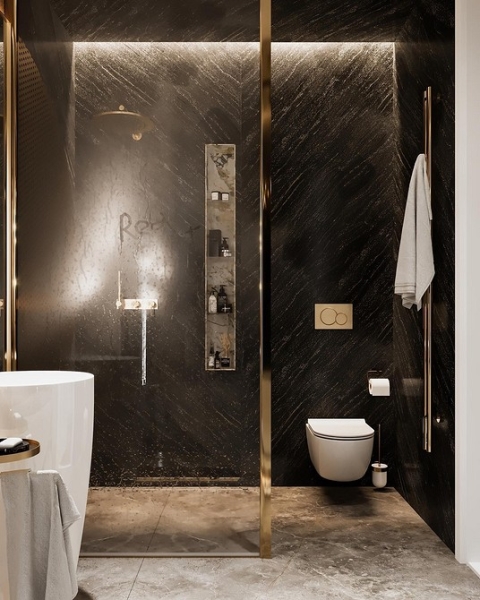 
                                Модная плитка в ванную-2023: 7 главных трендов и 100 стильных фотоидей                            