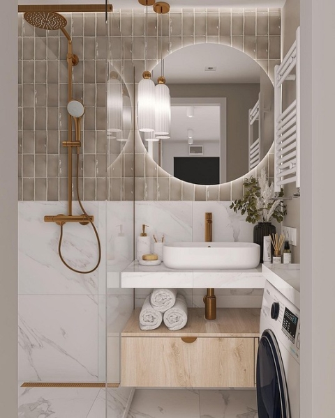 
                                Модная плитка в ванную-2023: 7 главных трендов и 100 стильных фотоидей                            