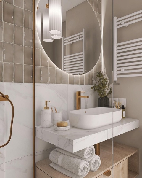 
                                Модная плитка в ванную-2023: 7 главных трендов и 100 стильных фотоидей                            