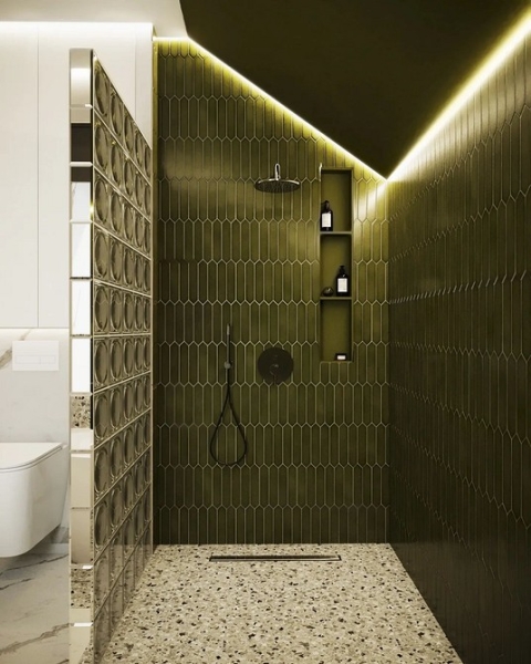 
                                Модная плитка в ванную-2023: 7 главных трендов и 100 стильных фотоидей                            