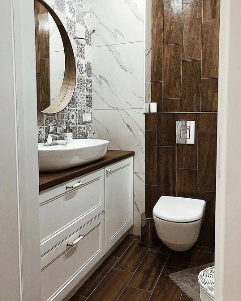 
                                Модная плитка в ванную-2023: 7 главных трендов и 100 стильных фотоидей                            