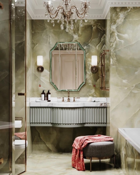 
                                Модная плитка в ванную-2023: 7 главных трендов и 100 стильных фотоидей                            