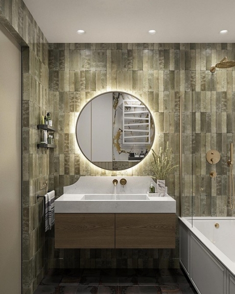 
                                Модная плитка в ванную-2023: 7 главных трендов и 100 стильных фотоидей                            