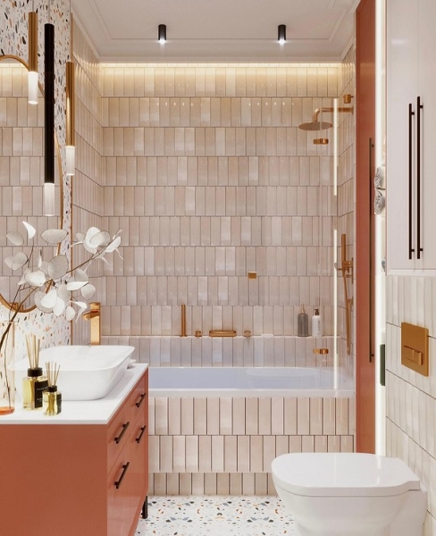 
                                Модная плитка в ванную-2023: 7 главных трендов и 100 стильных фотоидей                            