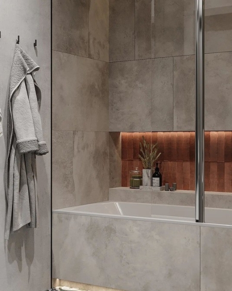 
                                Модная плитка в ванную-2023: 7 главных трендов и 100 стильных фотоидей                            