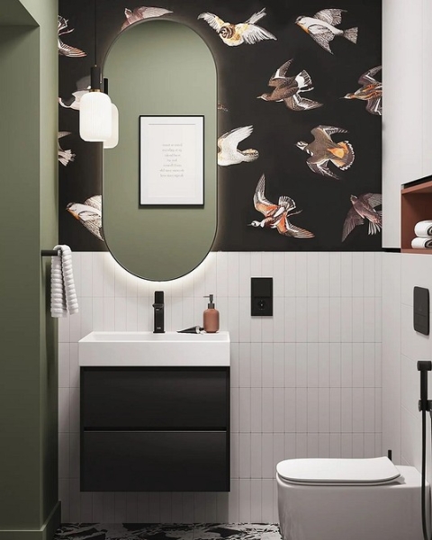 
                                Модная плитка в ванную-2023: 7 главных трендов и 100 стильных фотоидей                            