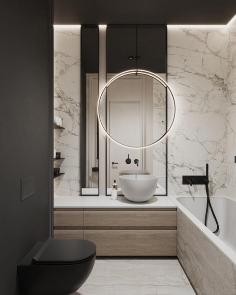 
                                Модная плитка в ванную-2023: 7 главных трендов и 100 стильных фотоидей                            