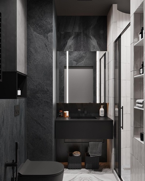 
                                Модная плитка в ванную-2023: 7 главных трендов и 100 стильных фотоидей                            