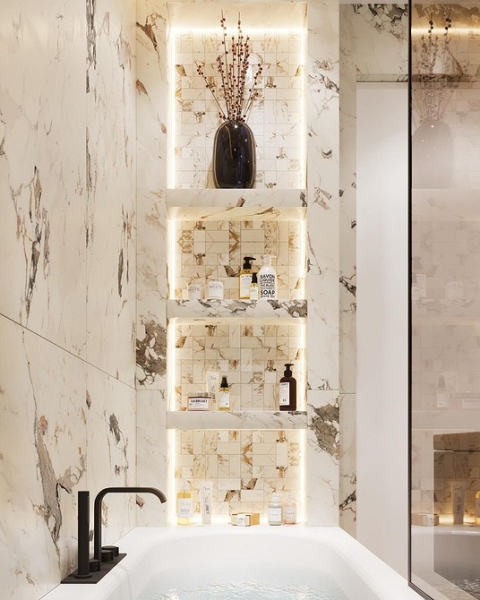 
                                Модная плитка в ванную-2023: 7 главных трендов и 100 стильных фотоидей                            