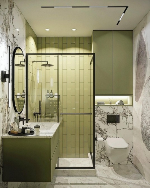 
                                Модная плитка в ванную-2023: 7 главных трендов и 100 стильных фотоидей                            