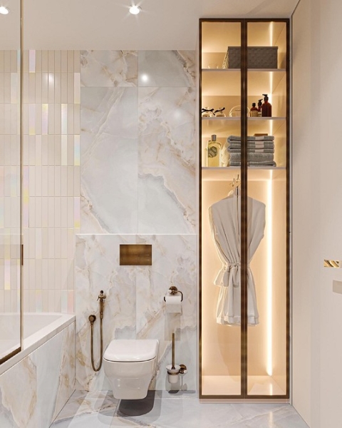 
                                Модная плитка в ванную-2023: 7 главных трендов и 100 стильных фотоидей                            