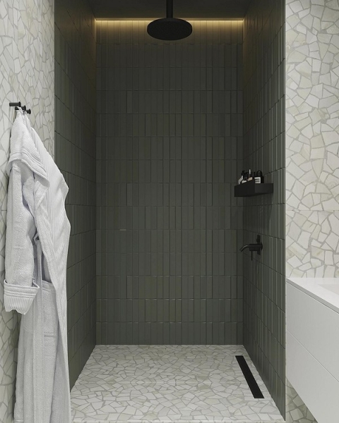 
                                Модная плитка в ванную-2023: 7 главных трендов и 100 стильных фотоидей                            