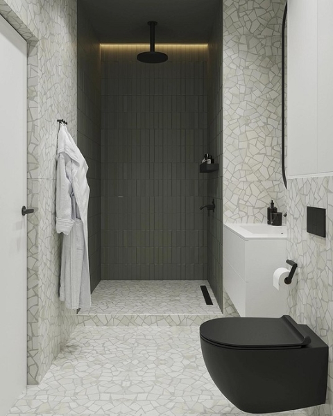 
                                Модная плитка в ванную-2023: 7 главных трендов и 100 стильных фотоидей                            