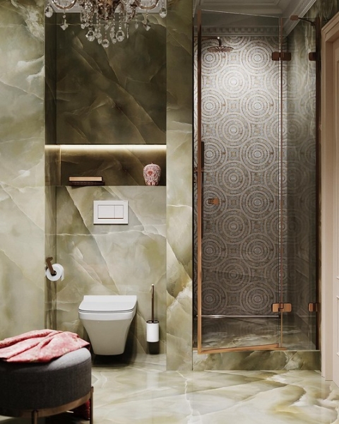 
                                Модная плитка в ванную-2023: 7 главных трендов и 100 стильных фотоидей                            