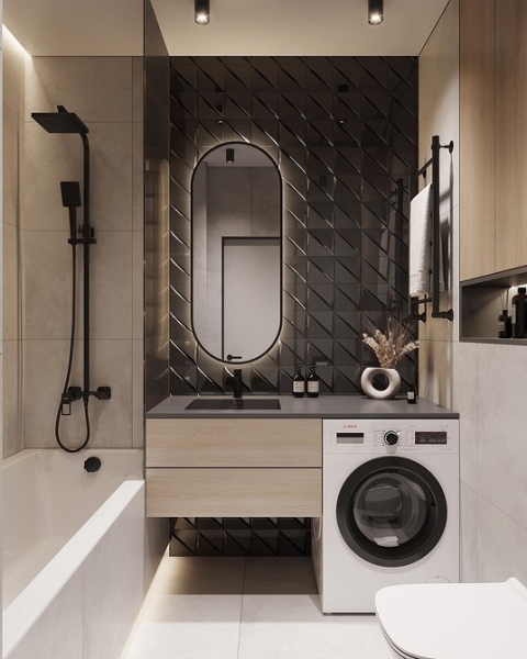 
                                Модная плитка в ванную-2023: 7 главных трендов и 100 стильных фотоидей                            