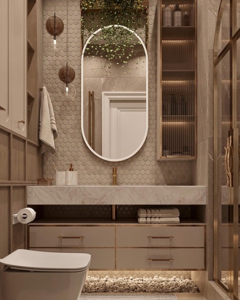 Бежевая ванная: правила оформления, варианты палитры и 70 стильных фото